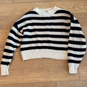 Striped Black and White Crew Neck Sweater